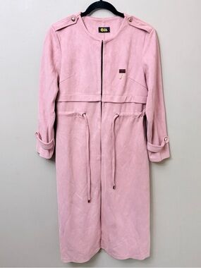 Elite Brand Faux Suede Duster Trench Coat Dusty Pink L